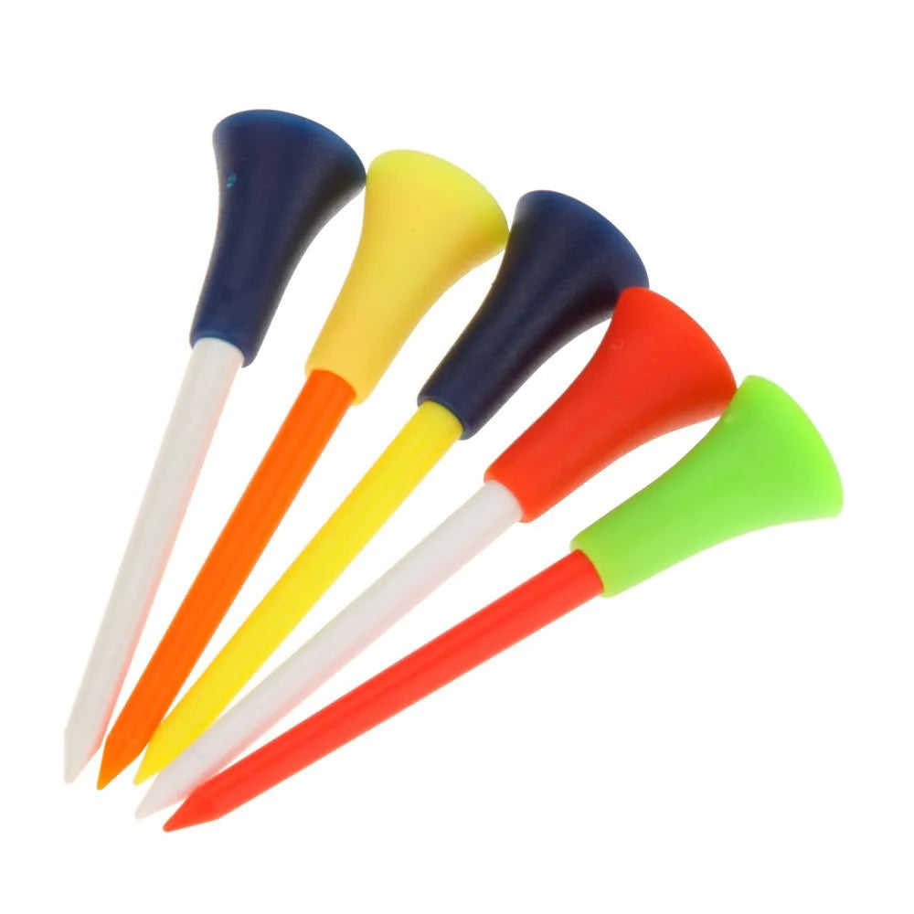 100pcs Golf Tees Mix Colors 83mm Plastic Durable Rubber Cushion Top Golf Ball Holder Golf Accessories