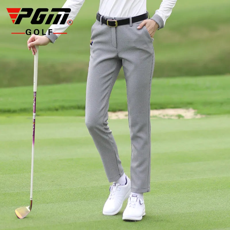 New Spring Golf Clothing Lady Plaid Long Pants Autumn Sports Wear Trousers Women's Grey Sweatpants Slim Can Be Inserted Tee PGM