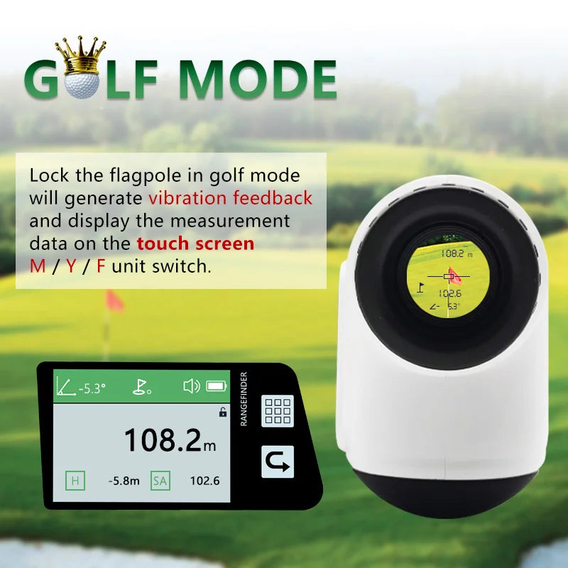 touch screen Range Finder Golf Telescope rechargeable Laser rangefinder LCD Display Laser Distance meter with Flag-Lock 600m