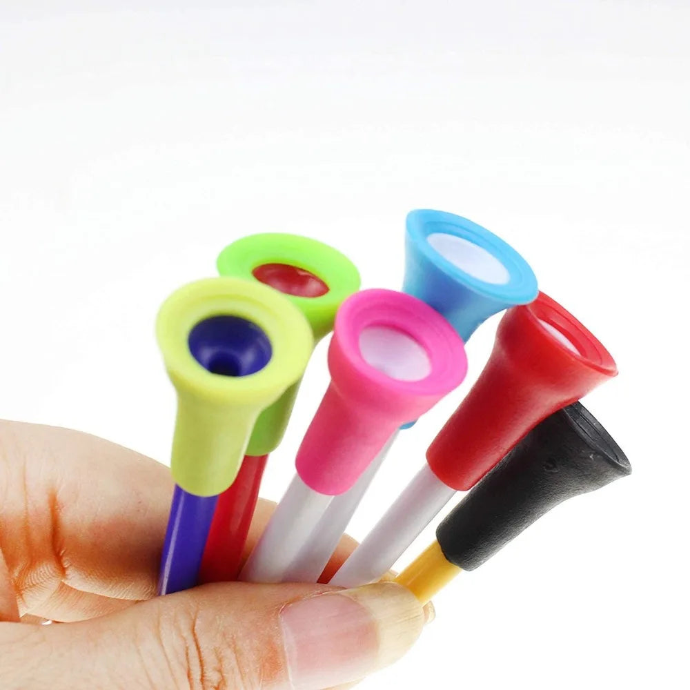 100pcs Golf Tees Mix Colors 83mm Plastic Durable Rubber Cushion Top Golf Ball Holder Golf Accessories