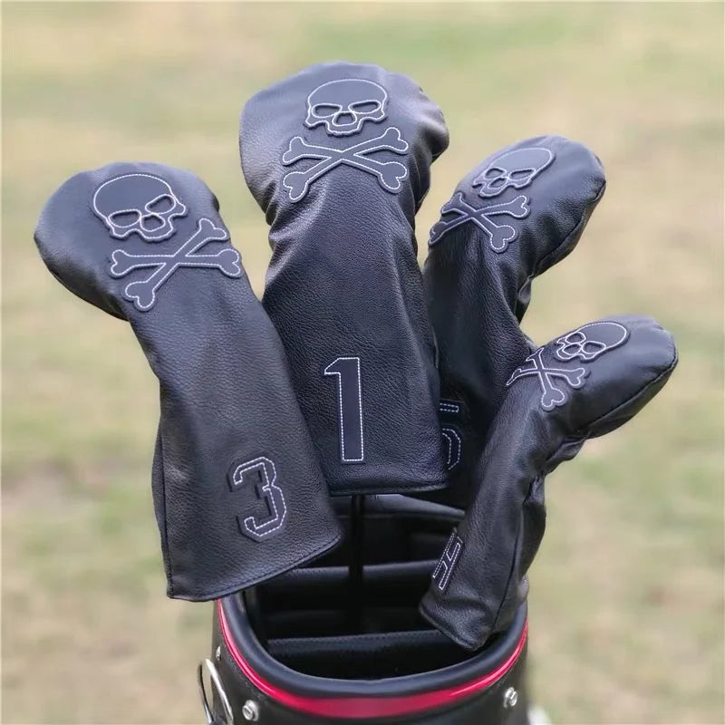 SKULL Golf Woods Headcovers  Covers For Driver Fairway Putter 135H Clubs Set Heads PU Leather Unisex