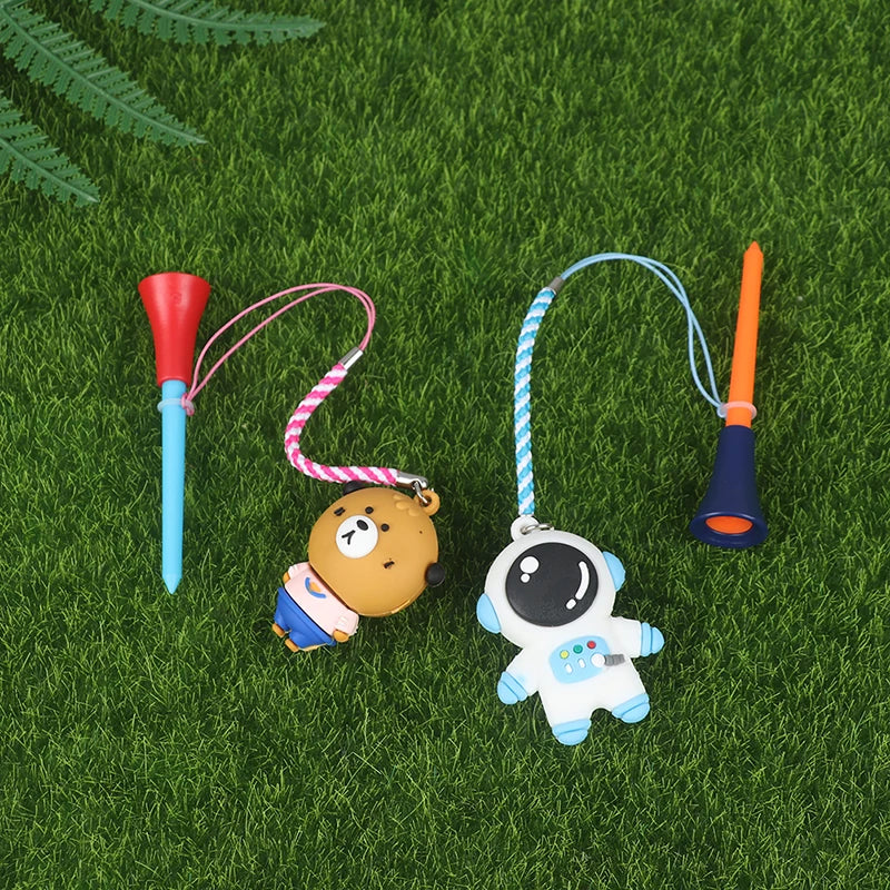 1Pc Golf Rubber Tee With Handmade Cartoon Pattern Rope Prevent Loss Golf Ball Holder