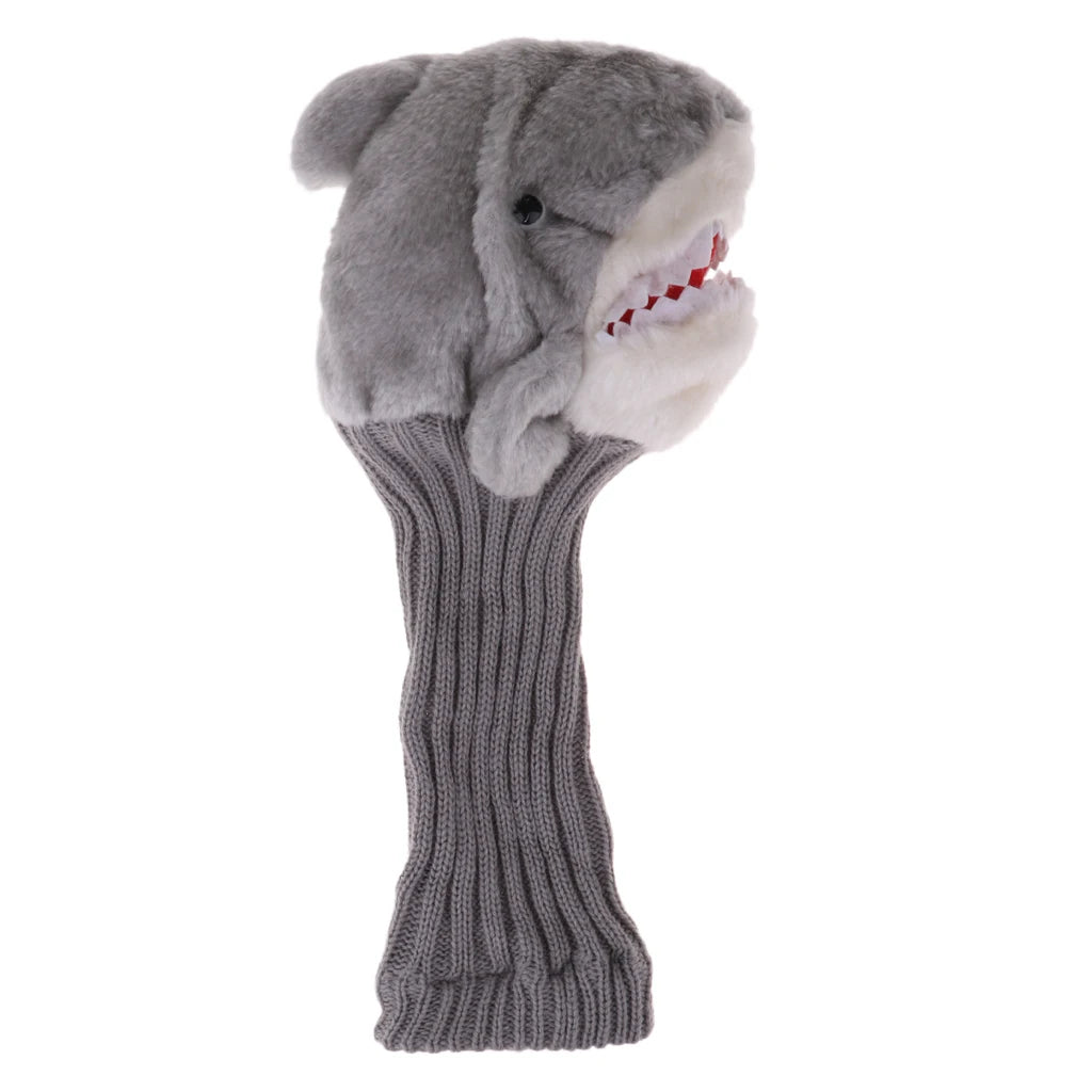 MagiDeal Knit Funny Shark Golf Driver Wood Head Cover Protector Headcover Replacement