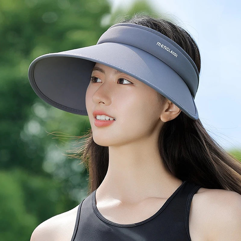 Women Outdoor Summer Visor Hat UV Resistant Large Brim Adjustable Foldable Sun Proof Tennis Cap Golf Hats