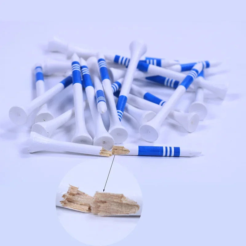 100Pcs/Pack 3 1/4" Golf woodenTee Professional Golf Tees White with Stripe Mark Scale Golf Accesories Practice Supplies