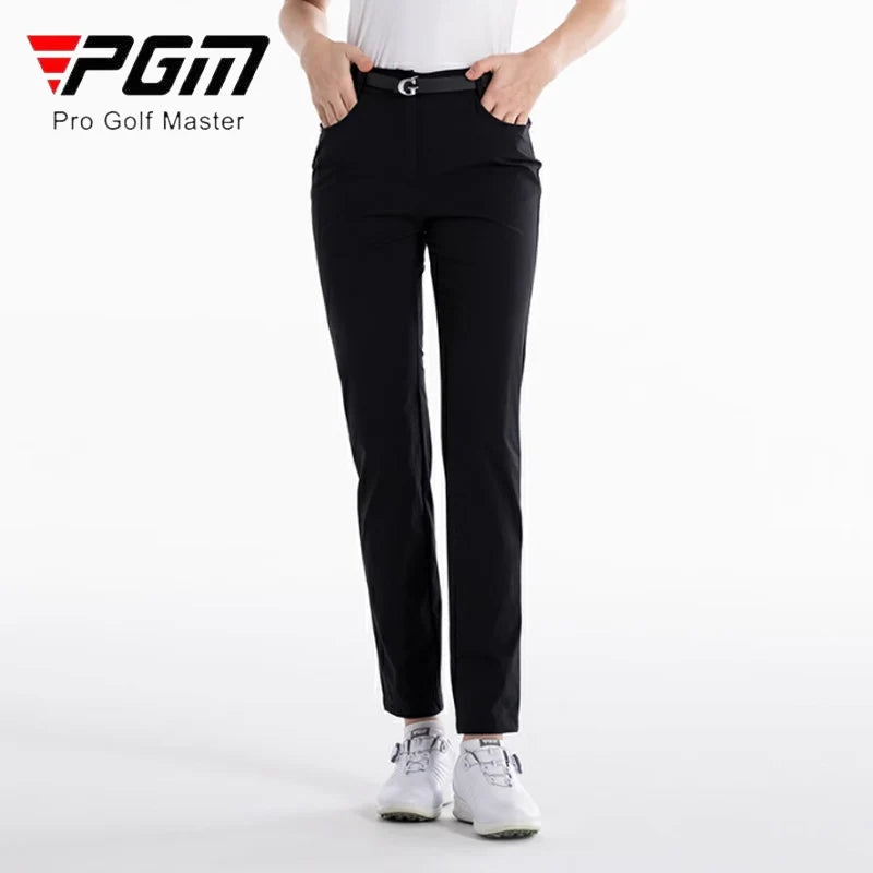 PGM Ladies Breathable Anti-sweat Golf Trousers Women Slim High Waist Sweatpants Ladies Zipper Straight Golf Pants Sport Trousers