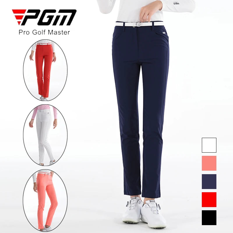 PGM Female Golf Pants Women High Waist Slim Trousers Ladies Quick Dry Anti-sweat Pants Breathable Side Pocket Golf Sweatpants