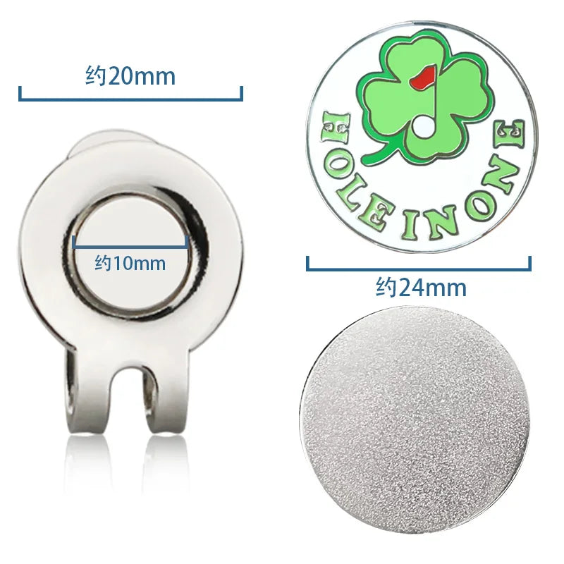 Golf Ball Marker Golf Hat Clip Magnetic Alloy Marker Golf Accessories Tiger One Putter Flog Glass Lucky clover Gift For Golfers