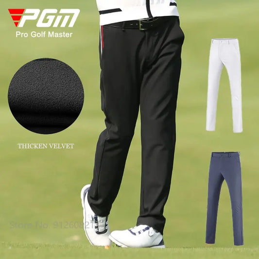 PGM Men Waterproof Sports Golf Sweatpant Velvet Warm Golf Pants Man Elastic Leisure Trousers Winter Full Length Bottoms XXS-XXXL