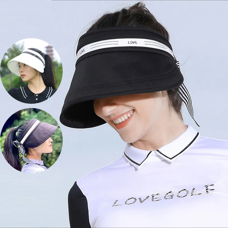 Love Golf Wide Brim Empty Top Hat Women Fashion Trendy Simple Fisherman Hat Versatile Lady Breathable Sunscreen Golf Cap Gift