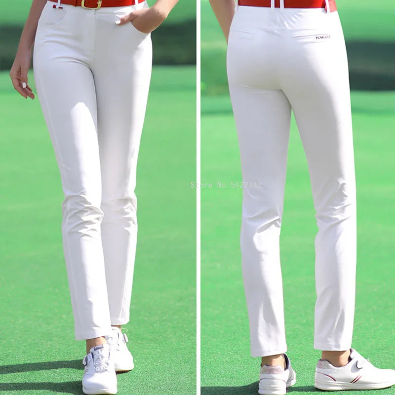 PGM Spring Summer Golf Pant Women's Sports Pants Soft Slim Thin Trousers Ladies Golf Wear Breathable Elastic Sweatpants 5 Colors