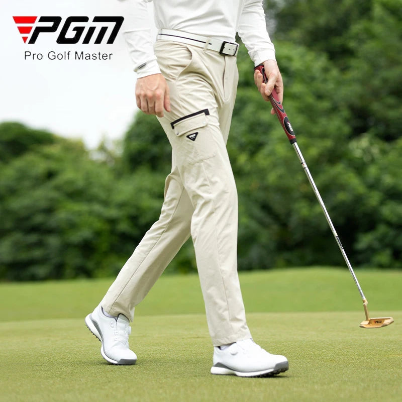 PGM Men Breathable Straight Trousers Male Mid-waist Golf Cargo Pants Men Big Pocket Outdoor Sweatpants Casual Long Pants 2XS-3XL