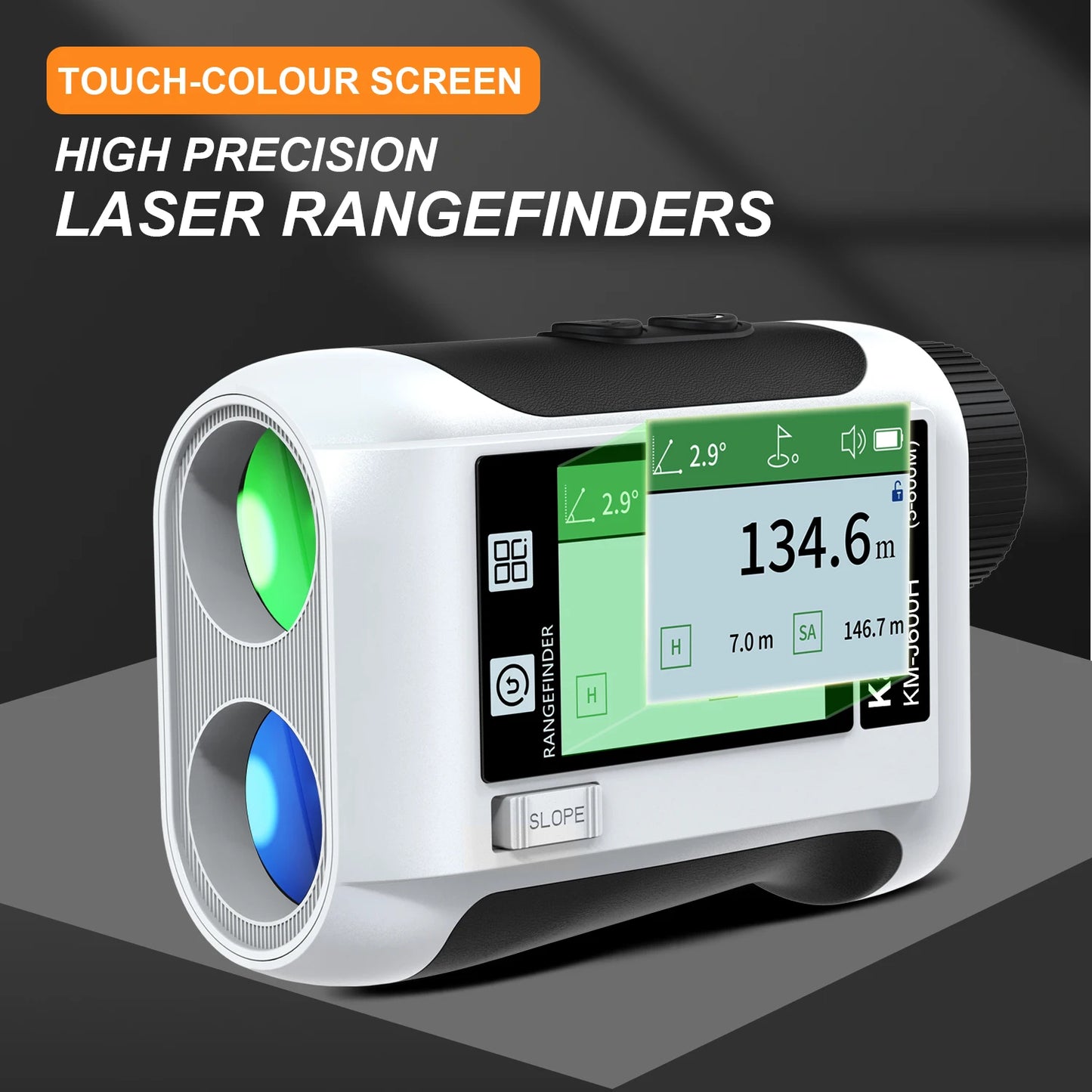 touch screen Range Finder Golf Telescope rechargeable Laser rangefinder LCD Display Laser Distance meter with Flag-Lock 600m