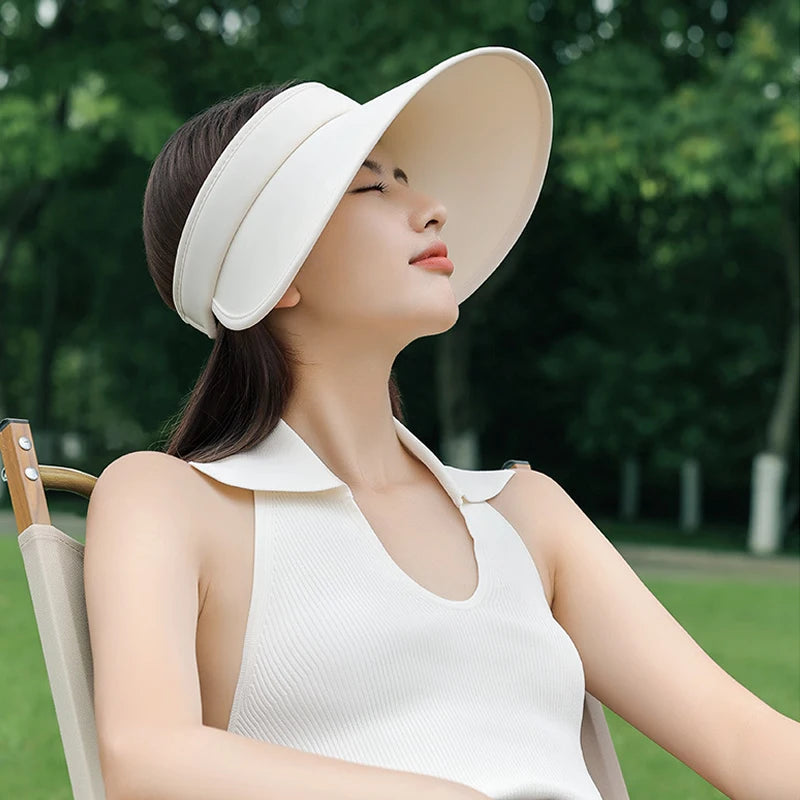 Women Outdoor Summer Visor Hat UV Resistant Large Brim Adjustable Foldable Sun Proof Tennis Cap Golf Hats