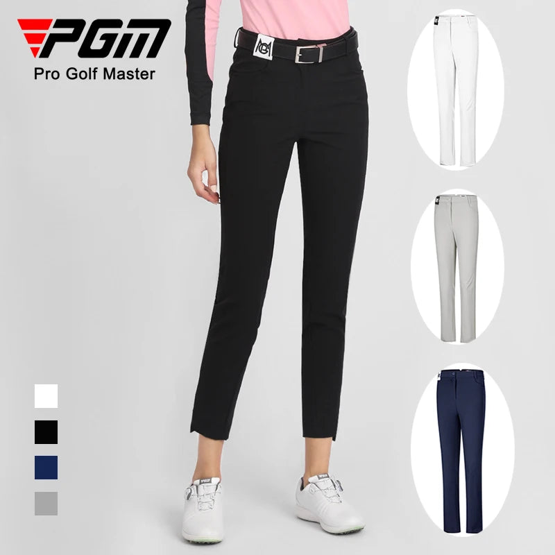 PGM Women Golf Pants Female Warm Windproof Pants Ladies High Ealstic Slim Sport Trousers Girls Split Cropped Sweatpants