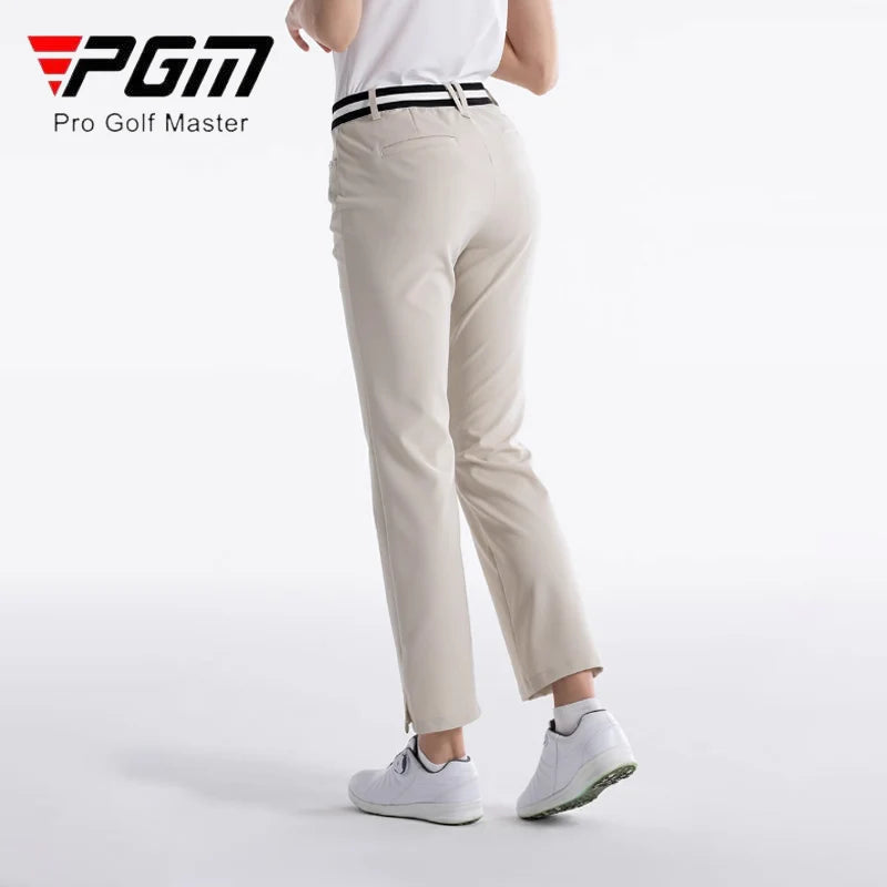 PGM Lady Golf Pants Women Breathable Slim Long Trousers Ladies High Waist Flared Golf Pants Zipper Side Pockets Casual Trousers