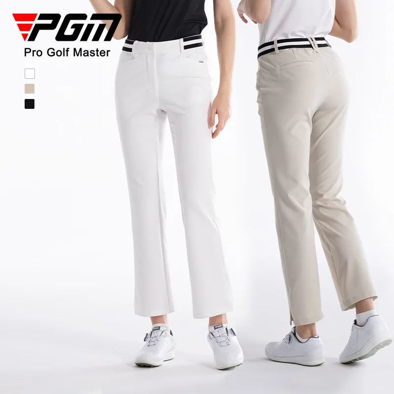 PGM Women Autumn Spring Golf Pants Ankles Cropped Slim Flared Trousers Lady Elastic Waistband Sports Pants Golf Clothing XS-XL