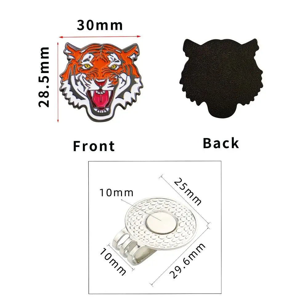 Golf Training Tiger Golf Ball Marker Hat Clip Alloy Portable Magnetic Hat Clip Removable Lightweight Golf Ball Marker Golf Belt