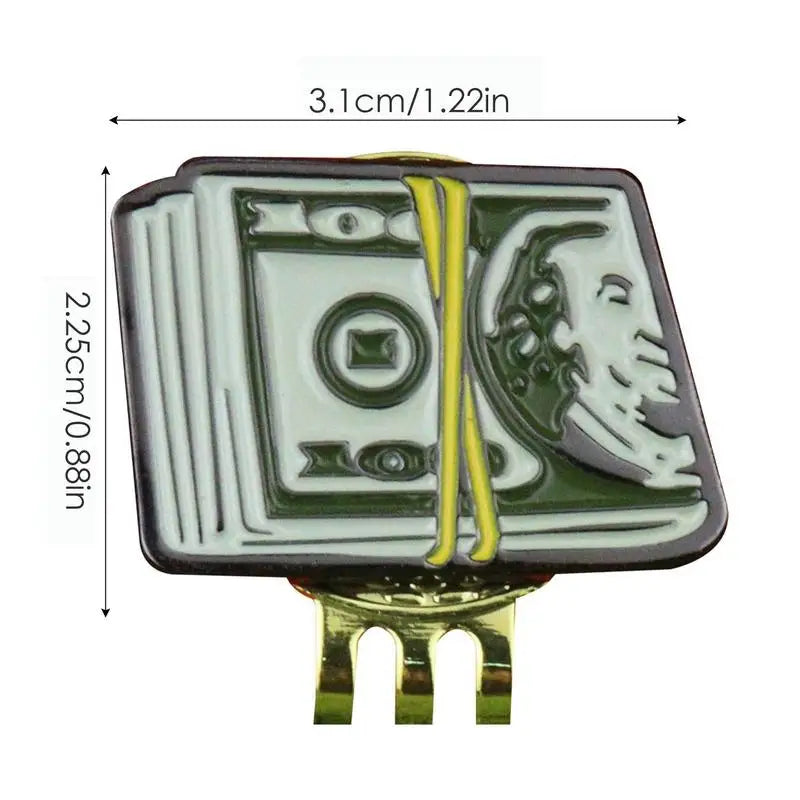 Creative Dollar Bill Golf Ball Mark Golf Hat Clip Magnetic Metal Ball Marker Holder With Caps Clip Golf accessories Golfer Gifts