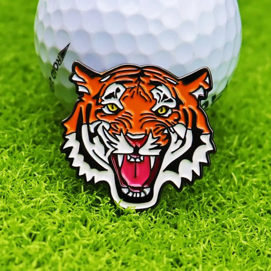 Golf Training Tiger Golf Ball Marker Hat Clip Alloy Portable Magnetic Hat Clip Removable Lightweight Golf Ball Marker Golf Belt