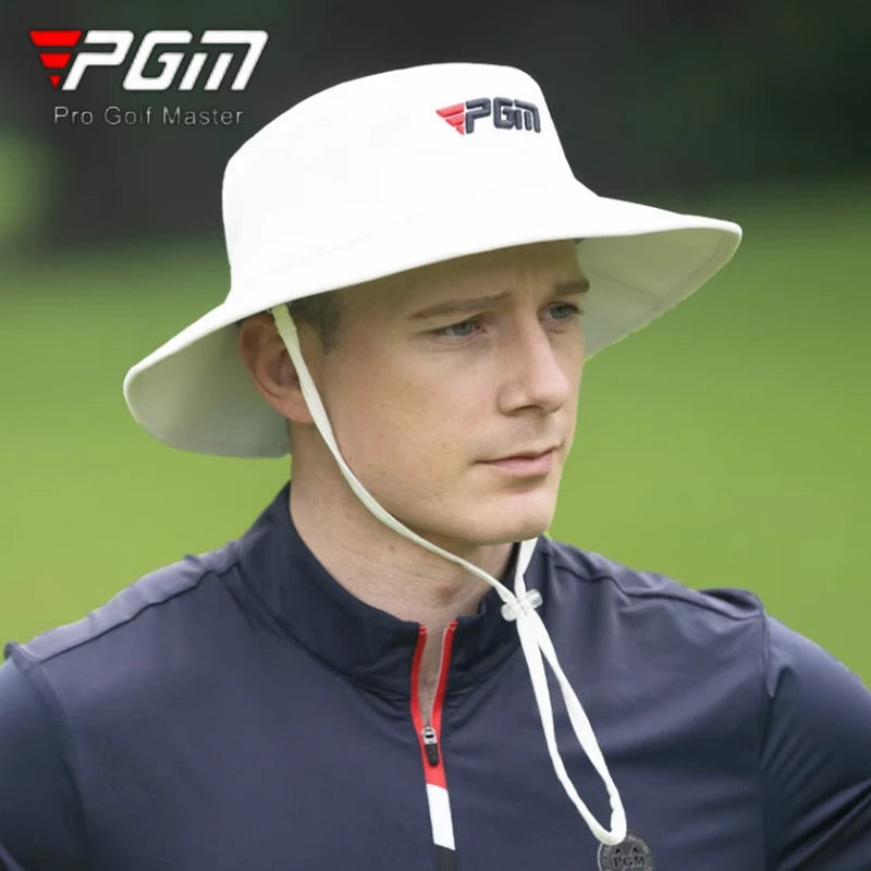 PGM Men Windproof Adjustable Golf Cap Male Breathable Bucket Cap Hat Men Wide Brim Sweat-absorbing Visor Outdoor Anti-Uv Cap