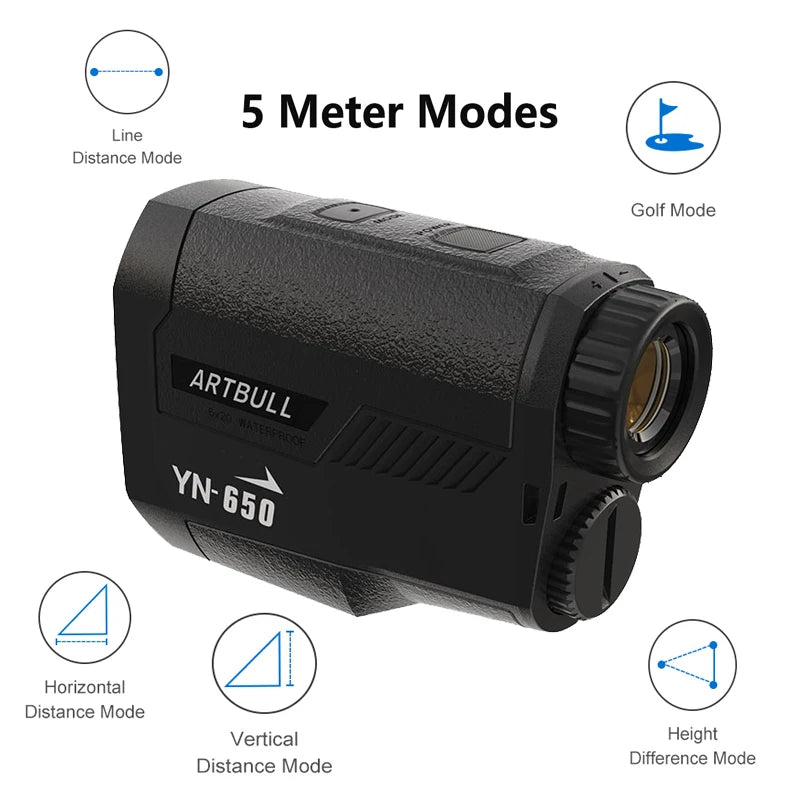 ARTBULL 1000m Laser Golf Rangefinder for Hunting Telescope with Flag-Lock Slope Pin Laser Distance Meter 650m