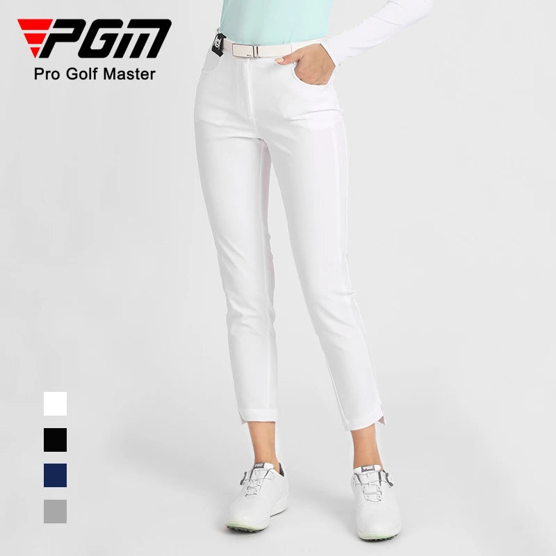 PGM Women Golf Pants Female Warm Windproof Pants Ladies High Ealstic Slim Sport Trousers Girls Split Cropped Sweatpants