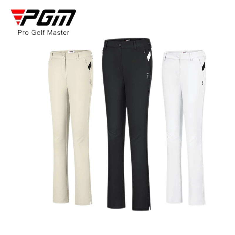 PGM Women Waterproof Golf Pants Ladies Fit Slim Elastic Flared Trousers Female Breathable Zip Pocket Sweatpants Golf Clothing