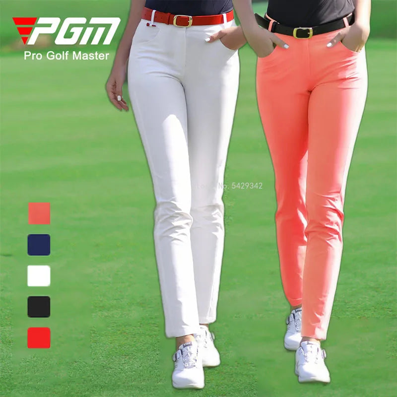 PGM Spring Summer Golf Pant Women's Sports Pants Soft Slim Thin Trousers Ladies Golf Wear Breathable Elastic Sweatpants 5 Colors