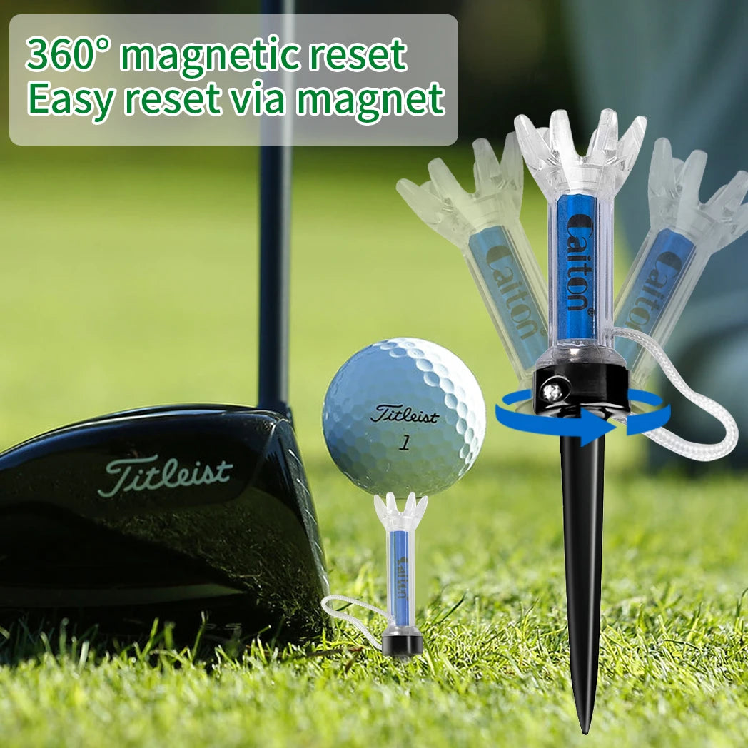 Caiton Magnetic Plastic Golf Tee Set, Improve Your Golf Game with the Caiton, 360Degree Bounce, Two Sizes, 5Pcs