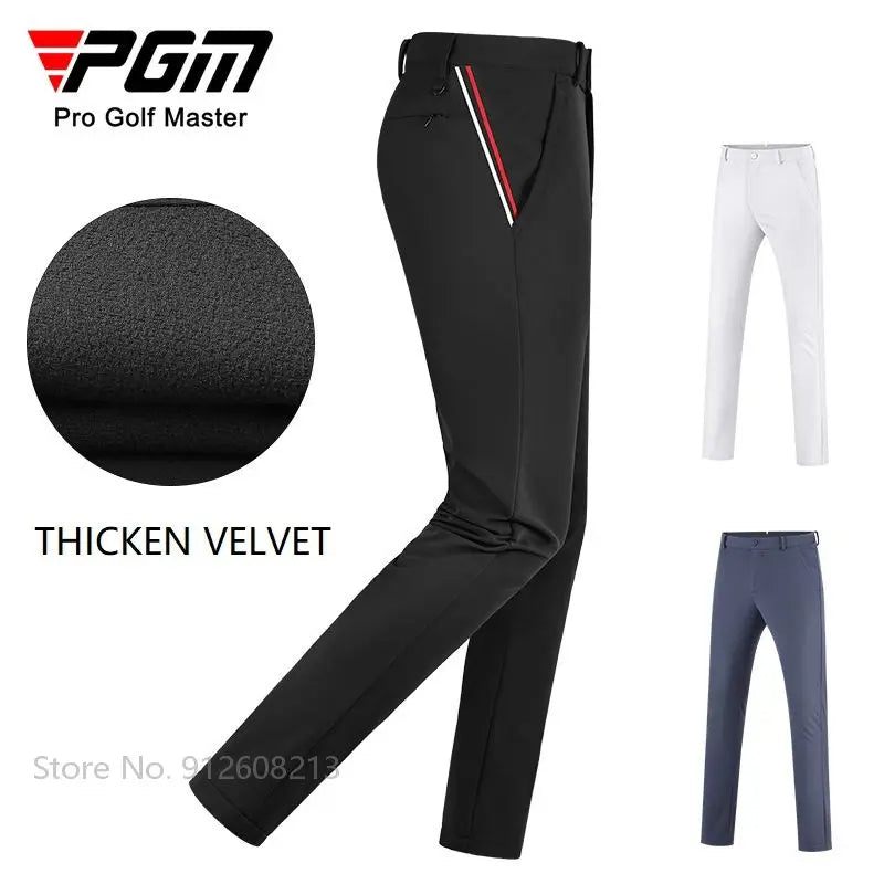 PGM Men Waterproof Sports Golf Sweatpant Velvet Warm Golf Pants Man Elastic Leisure Trousers Winter Full Length Bottoms XXS-XXXL