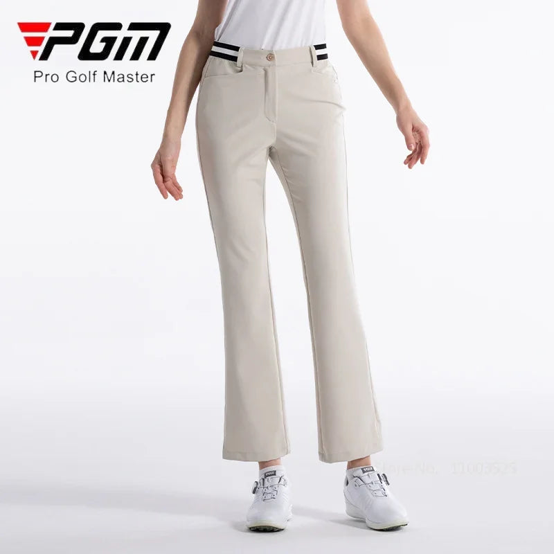 PGM Women Autumn Spring Golf Pants Ankles Cropped Slim Flared Trousers Lady Elastic Waistband Sports Pants Golf Clothing XS-XL