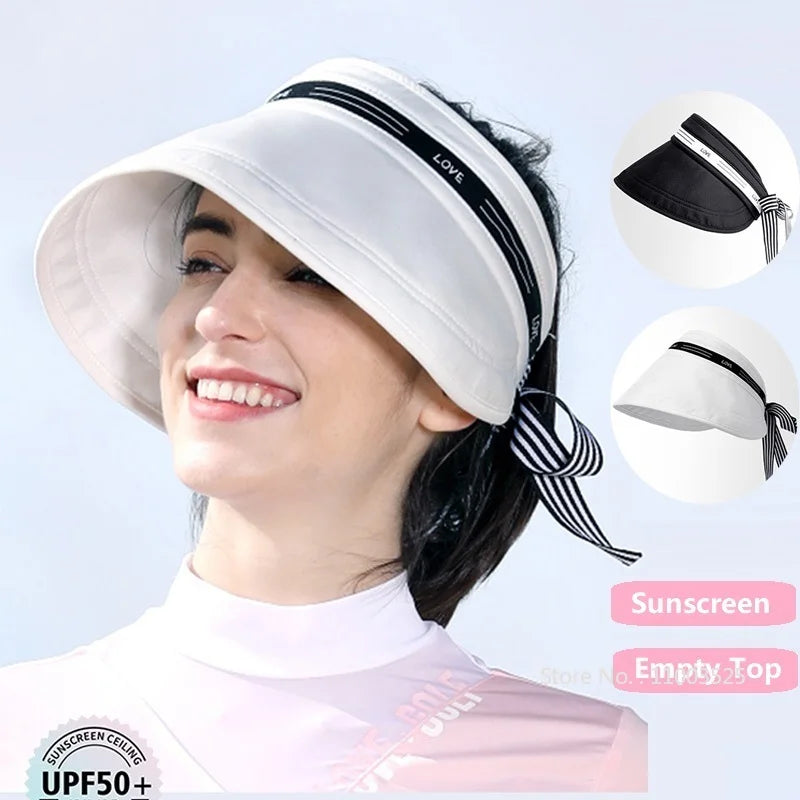 Love Golf Wide Brim Empty Top Hat Women Fashion Trendy Simple Fisherman Hat Versatile Lady Breathable Sunscreen Golf Cap Gift