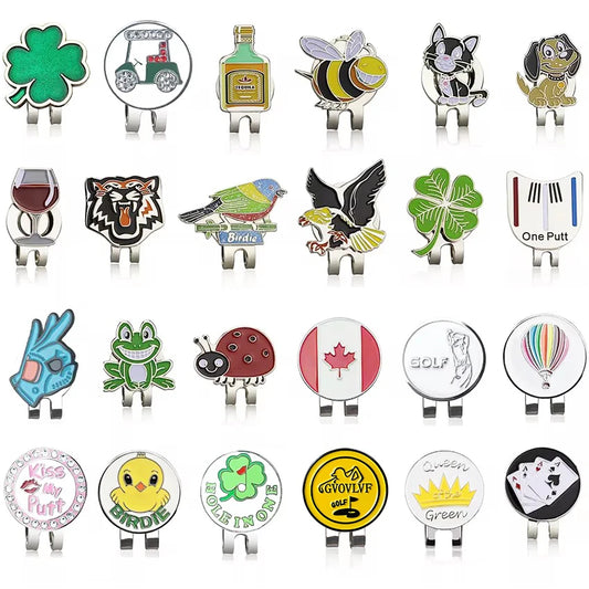 Golf Ball Marker Golf Hat Clip Magnetic Alloy Marker Golf Accessories Tiger One Putter Flog Glass Lucky clover Gift For Golfers