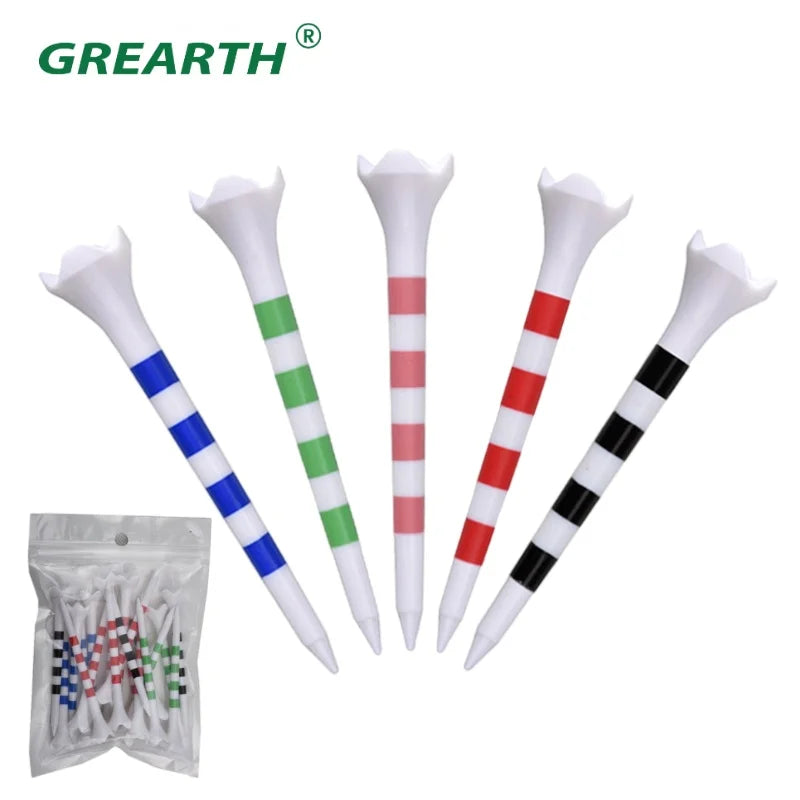 20 Pcs Golf Tees Stand Printing Scale Unbreakable Reduces Friction Golf Tees Plastic Side Spin 5 Prongs Tee Golf Supplies