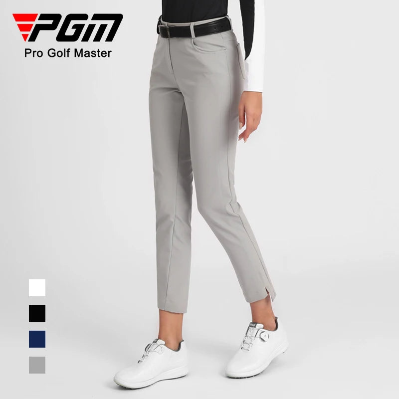 PGM Women Golf Pants Female Warm Windproof Pants Ladies High Ealstic Slim Sport Trousers Girls Split Cropped Sweatpants