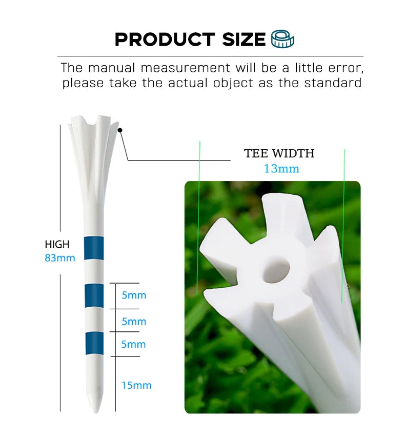 20 Pcs Golf Tees Stand Printing Scale Unbreakable Reduces Friction Golf Tees Plastic Side Spin 5 Prongs Tee Golf Supplies