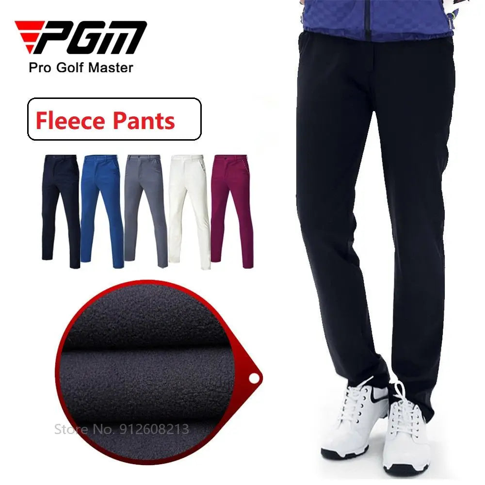 Pgm Mens Waterproof Golf Trousers Male High Elastic Golf Pants Men Fleece Thicken Warm Golfing Pants Winter Apparel XXS-3XL