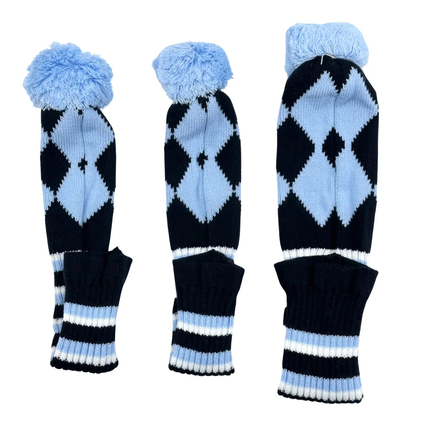 3 Pcs/set Golf Rhombus Pattern clubs Head cover Knitted Hybrid UT Driver Fairway Wood 1 3 5 Wood Knitting Cover