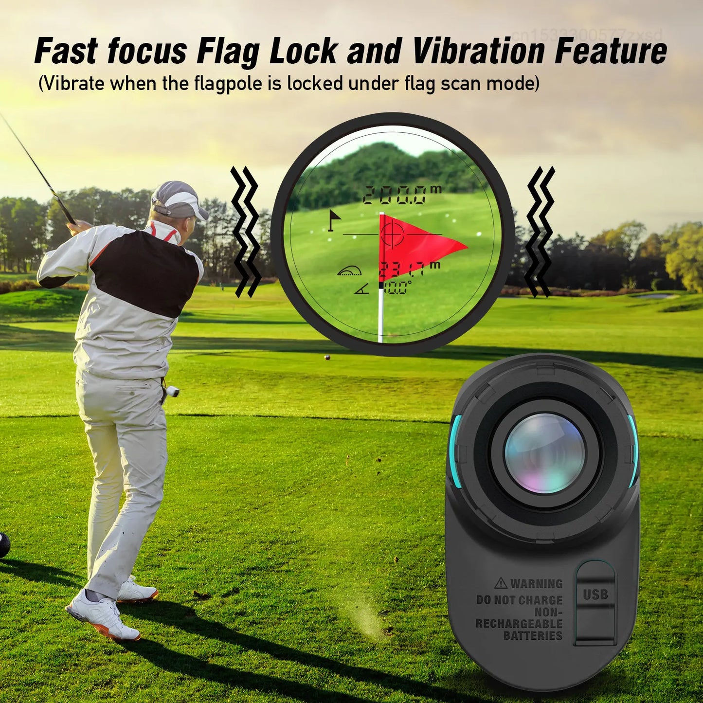 Mileseey PF260 Golf Distance Laser Rangefinder with Slope Vibration Magnetic Rechargeable for Golf Hunting Travel