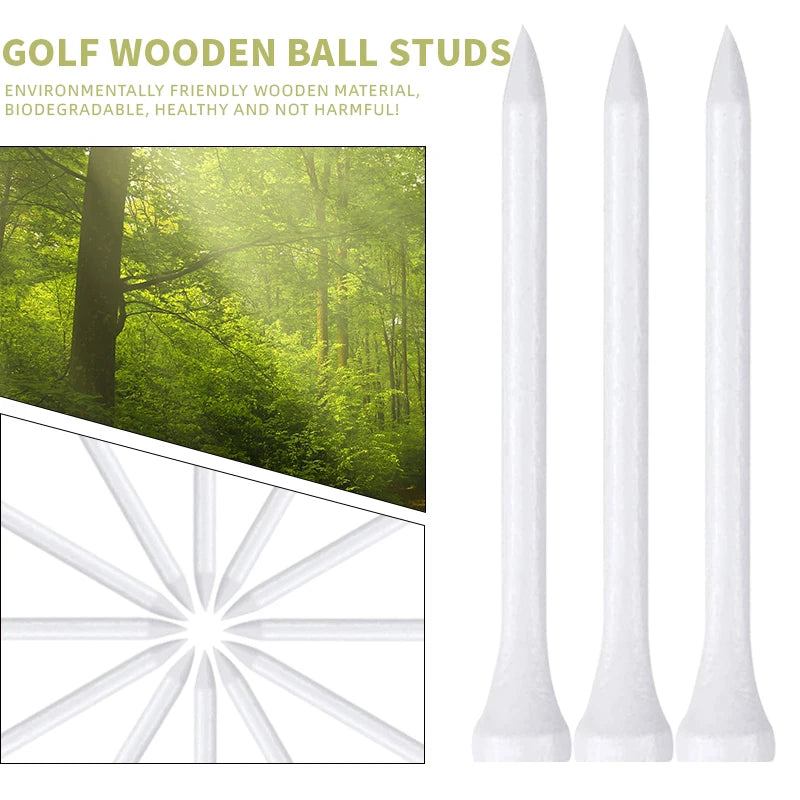 100pcs 3-1/4" Golf Tees Wooden Tee Durable Golf Balls Holder for Golfer Gift Golf Accessories Wholesale