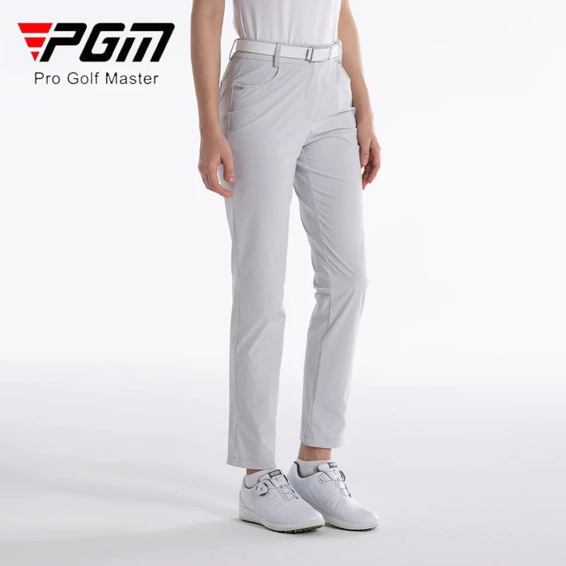 PGM Ladies Breathable Anti-sweat Golf Trousers Women Slim High Waist Sweatpants Ladies Zipper Straight Golf Pants Sport Trousers