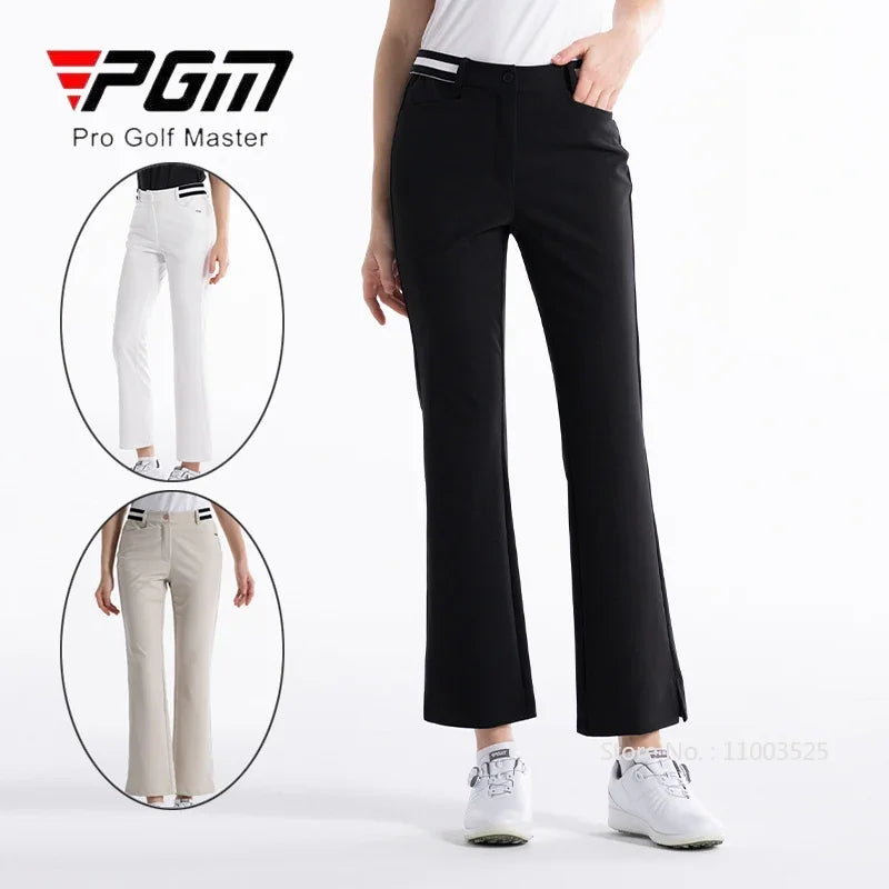 PGM Women Autumn Spring Golf Pants Ankles Cropped Slim Flared Trousers Lady Elastic Waistband Sports Pants Golf Clothing XS-XL