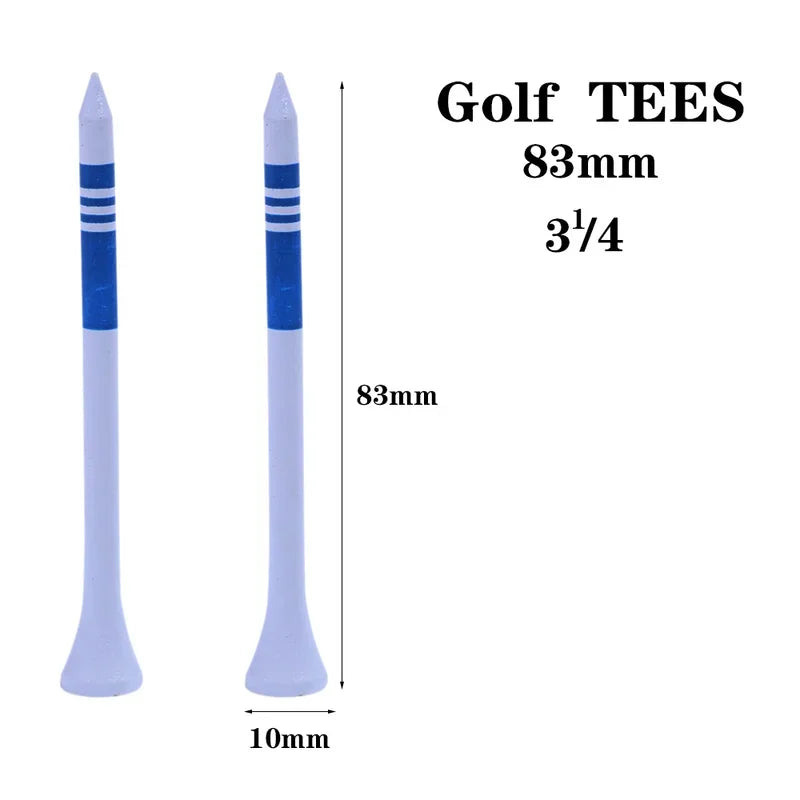 100Pcs/Pack 3 1/4" Golf woodenTee Professional Golf Tees White with Stripe Mark Scale Golf Accesories Practice Supplies