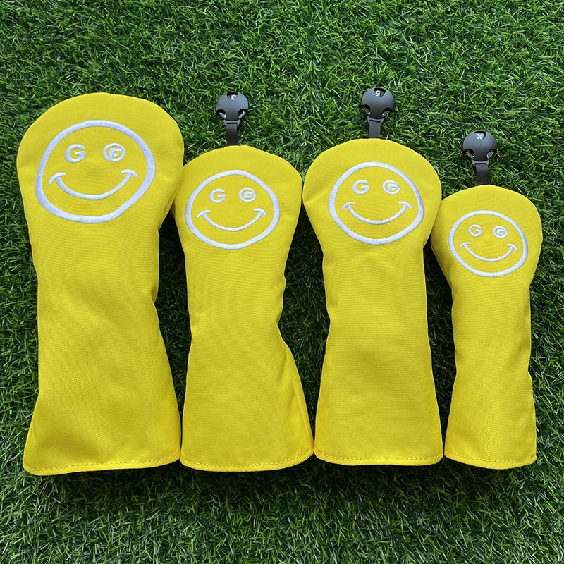 smiling face Golf Club #1 #3 #5 Wood Headcovers Driver Fairway Woods Cover canvas High quality Putter Head Covers