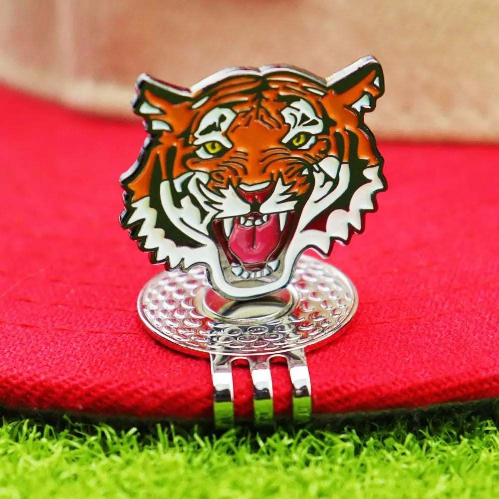 Golf Training Tiger Golf Ball Marker Hat Clip Alloy Portable Magnetic Hat Clip Removable Lightweight Golf Ball Marker Golf Belt