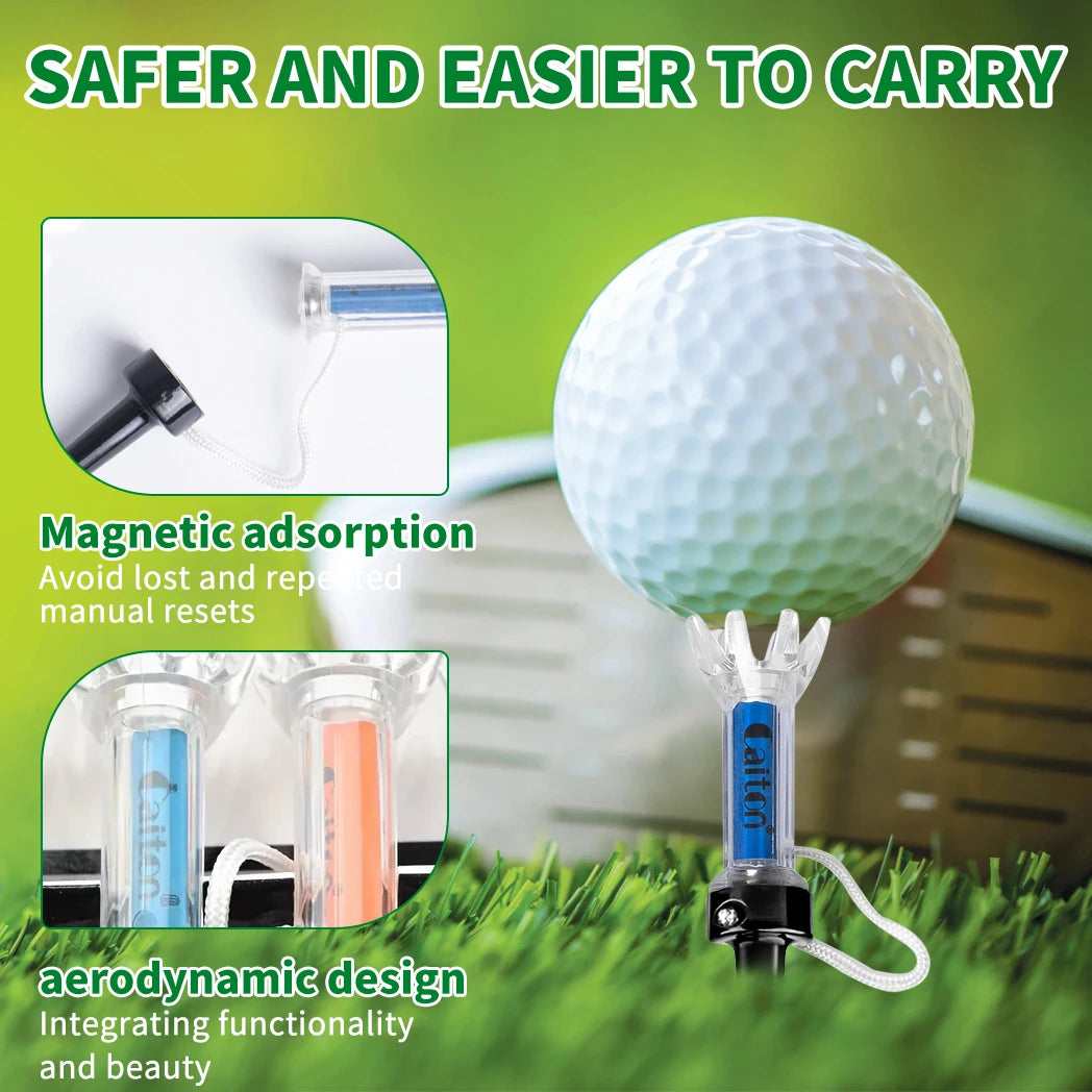 Caiton Magnetic Plastic Golf Tee Set, Improve Your Golf Game with the Caiton, 360Degree Bounce, Two Sizes, 5Pcs